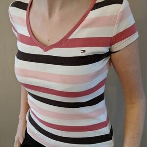 Vintage Tommy Hilfiger Striped V-Neck